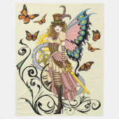 Steampunk Fairy Yellow Clock Gears Fleecedecke (Vorderseite)