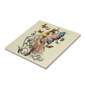 Steampunk Fairy Yellow Clock Gears Fliese (Seite)