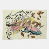 Steampunk Fairy Yellow Clock Gears Geschirrtuch (Horizontal)