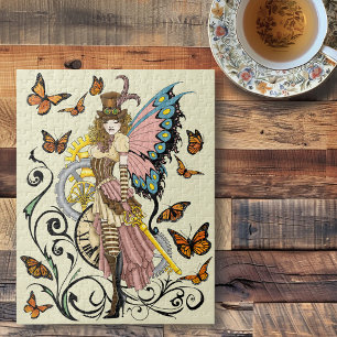 Steampunk Fairy Yellow Clock Gears Puzzle