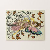 Steampunk Fairy Yellow Clock Gears Puzzle (Horizontal)