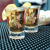 Steampunk Fairy Yellow Clock Gears Schnapsglas