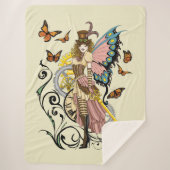 Steampunk Fairy Yellow Clock Gears Sherpadecke (Vorderseite)