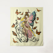 Steampunk Fairy Yellow Clock Gears Wandteppich (Vorderseite)
