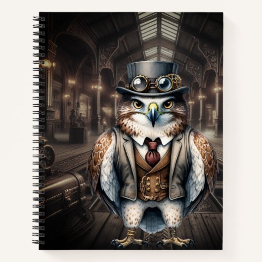 Steampunk Falcon Spiral Notebook Notizblock (Vorderseite)