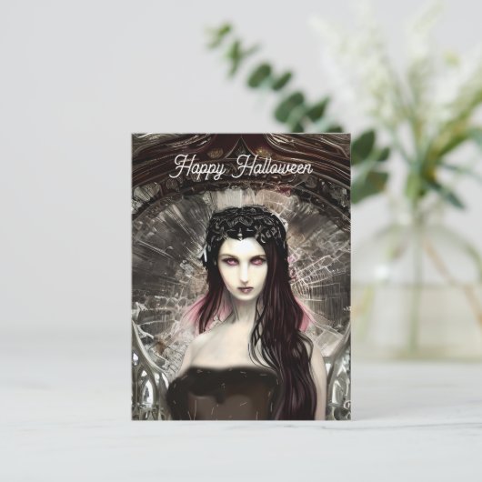 Steampunk Fallen Angel | Dunkle Kunst Postkarte (Stehend Vorderseite)