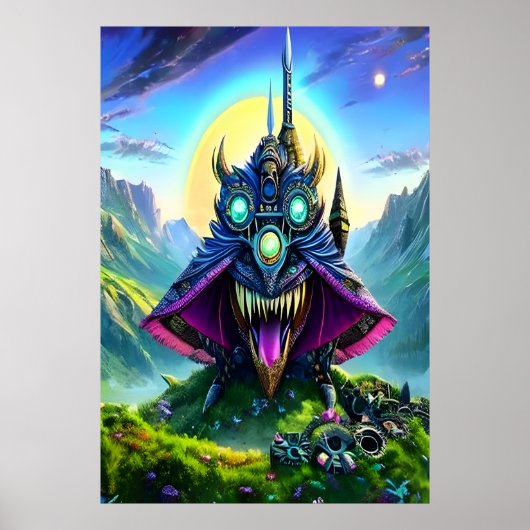 Steampunk Fantasy Bestie im Wald | Art der AI Poster (Vorne)