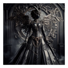 Steampunk Fantasy Darkness Demon Fashion Poster