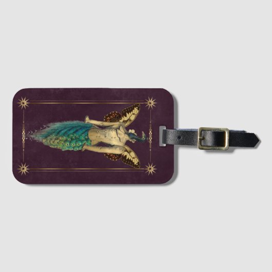 Steampunk Fantasy Peacock Gepäckanhänger (Vorderseite (Horizontal))