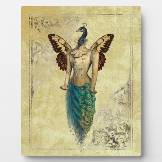 Steampunk Fantasy Peacock Gold Fotoplatte (Vorderseite)