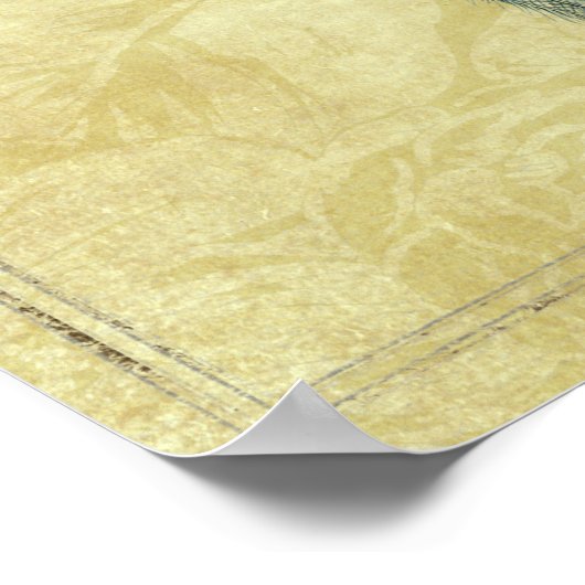 Steampunk Fantasy Peacock Gold Poster (Ecke)