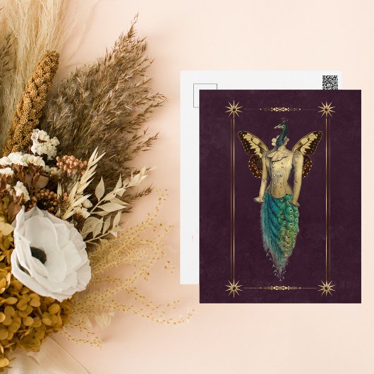 Steampunk Fantasy Peacock Postkarte