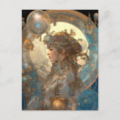 Steampunk Fantasy Sci-Fi Art Nouveau Lady Postkarte (Vorderseite)