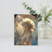 Steampunk Fantasy Sci-Fi Art Nouveau Lady Postkarte (Stehend Vorderseite)