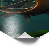 Steampunk Fantasy Submarine Fotodruck (Ecke)
