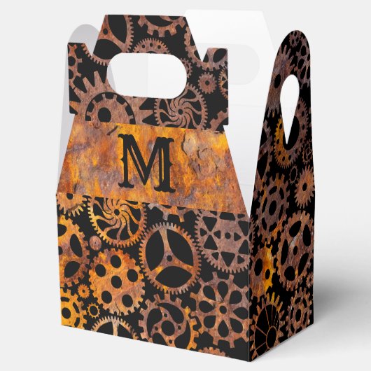 Steampunk-Farbige, rostfreie Gänge-Monogramm-Gabel Geschenkschachtel (Geöffnet)