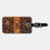 Steampunk Farbige Rostige Stahlzahnräder Monogramm Gepäckanhänger (Vorderseite horizontal)