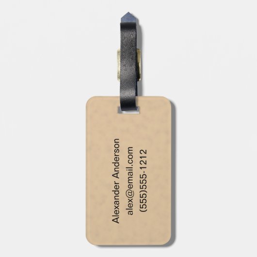 Steampunk-Farbige Stahlgetriebe-Monogramm Gepäckanhänger (Rückseite vertikal)