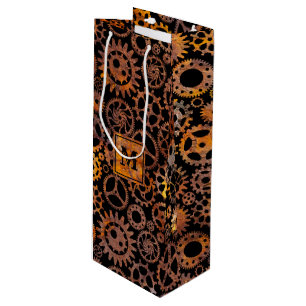 Steampunk-farbiger rostfreier Gänge-Monogramm-Bloc Geschenktüte Für Weinflaschen