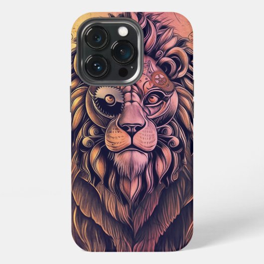 Steampunk-Farbrauflauf Rustikaler Löwe iPhone Hülle (Hinten)