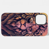 Steampunk-Farbraugradient-Rustikal-Löwe iPhone Hülle (Rückseite (Horizontal))