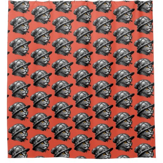 Steampunk Feline Elegance Duschvorhang (Vorderseite)