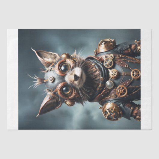 Steampunk Feline Revolution - Decoupage - Seidenpapier (Vorderseite)