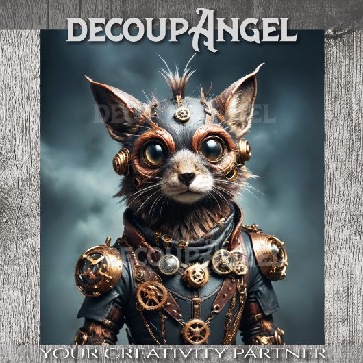 Steampunk Feline Revolution - Decoupage - Seidenpapier