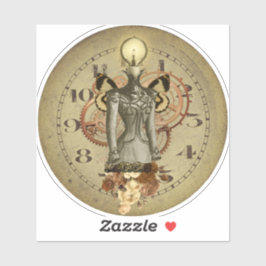 Steampunk Female Bust Collage Medallion Aufkleber