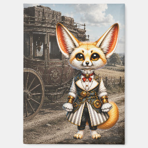 Steampunk-Fennec-Fuchs-Dame & Postkutsche Magnet