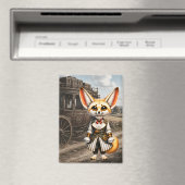 Steampunk-Fennec-Fuchs-Dame & Postkutsche Magnet (In Situ (Geschirrspüler))