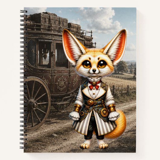 Steampunk-Fennec-Fuchs-Dame & Postkutsche Notizblock (Vorderseite)