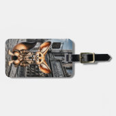 Steampunk Fennec Fuchs Gentleman im Hutladen Gepäckanhänger (Vorderseite horizontal)