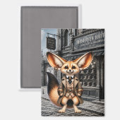 Steampunk-Fennec-Fuchs-Gentleman im Hutladen Magnet (Vorderseite/Rückseite)