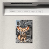 Steampunk-Fennec-Fuchs-Gentleman im Hutladen Magnet (In Situ (Geschirrspüler))