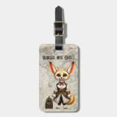 Steampunk-Fennec-Fuchs-Weltreisender Gepäckanhänger (Vorderseite vertikal)