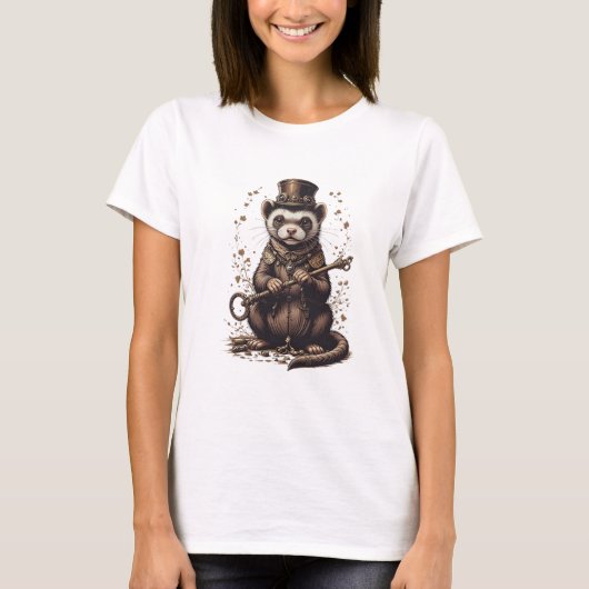 Steampunk Ferret T - Shirt Design (Vorderseite)