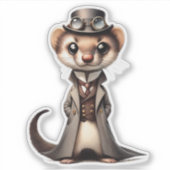 Steampunk Ferret Transparenter Aufkleber (Vorderseite)