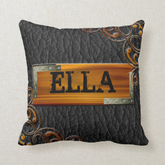 Steampunk fertigen ledernes Nummernschild Kissen