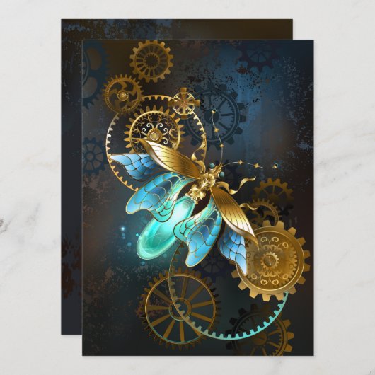 Steampunk Firefly Feiertagskarte (Vorne/Hinten)