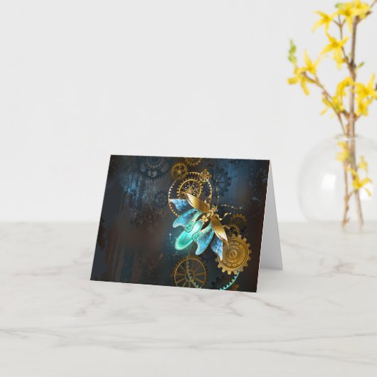 Steampunk Firefly Karte (Gelbe Blume)