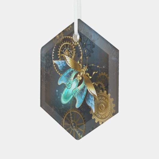 Steampunk Firefly Ornament Aus Glas (Vorderseite Links)