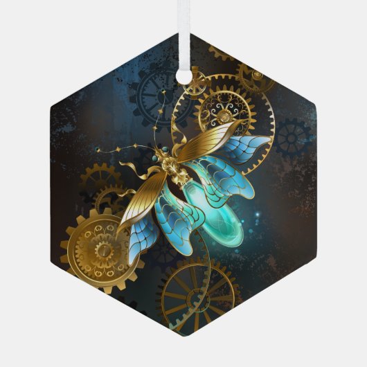 Steampunk Firefly Ornament Aus Glas (Rückseite)