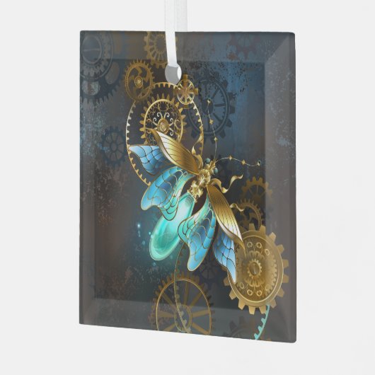 Steampunk Firefly Ornament Aus Glas (Vorderseite links)