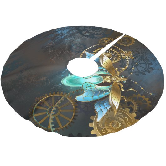 Steampunk Firefly Polyester Weihnachtsbaumdecke (Schrägansicht)