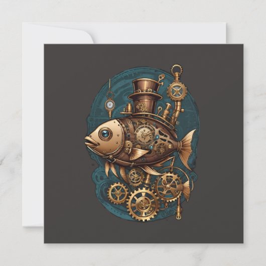 Steampunk-Fisch im Vintage-Retro-Stil (Vorderseite)