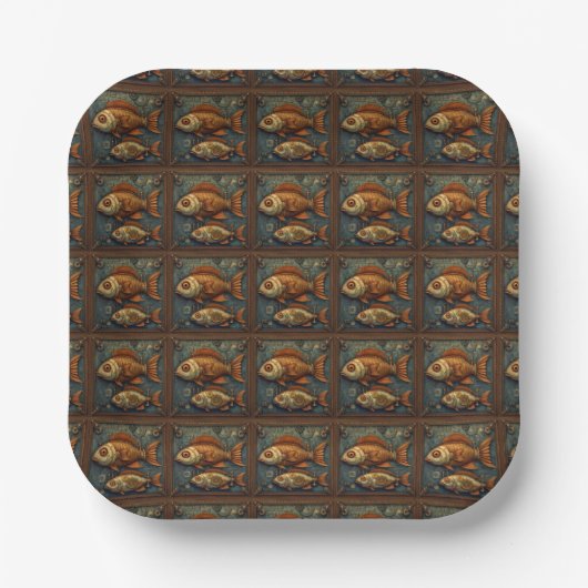 Steampunk-Fische Pappteller (Vorderseite)