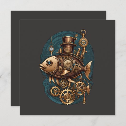 Steampunk Fish Vintag Retro Style (Vorne/Hinten)