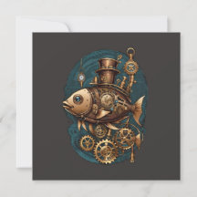 Steampunk Fish Vintag Retro Style