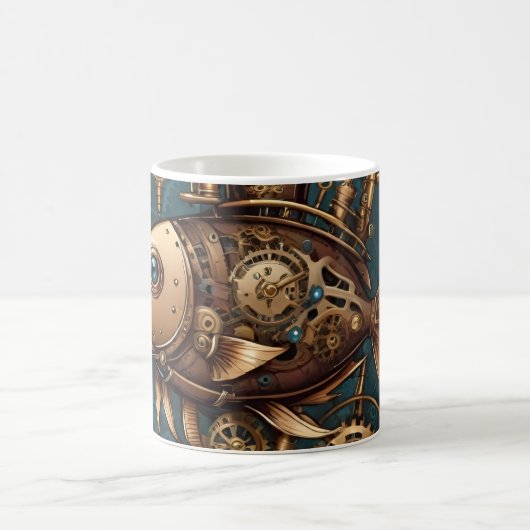 Steampunk Fish Vintag Retro Style Kaffeetasse (Mittel)